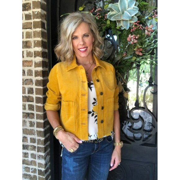 Cabi 3909 Citizen Jacket Fall S Mustard Yellow Corduroy Button Front Womens Casu - Picture 10 of 11